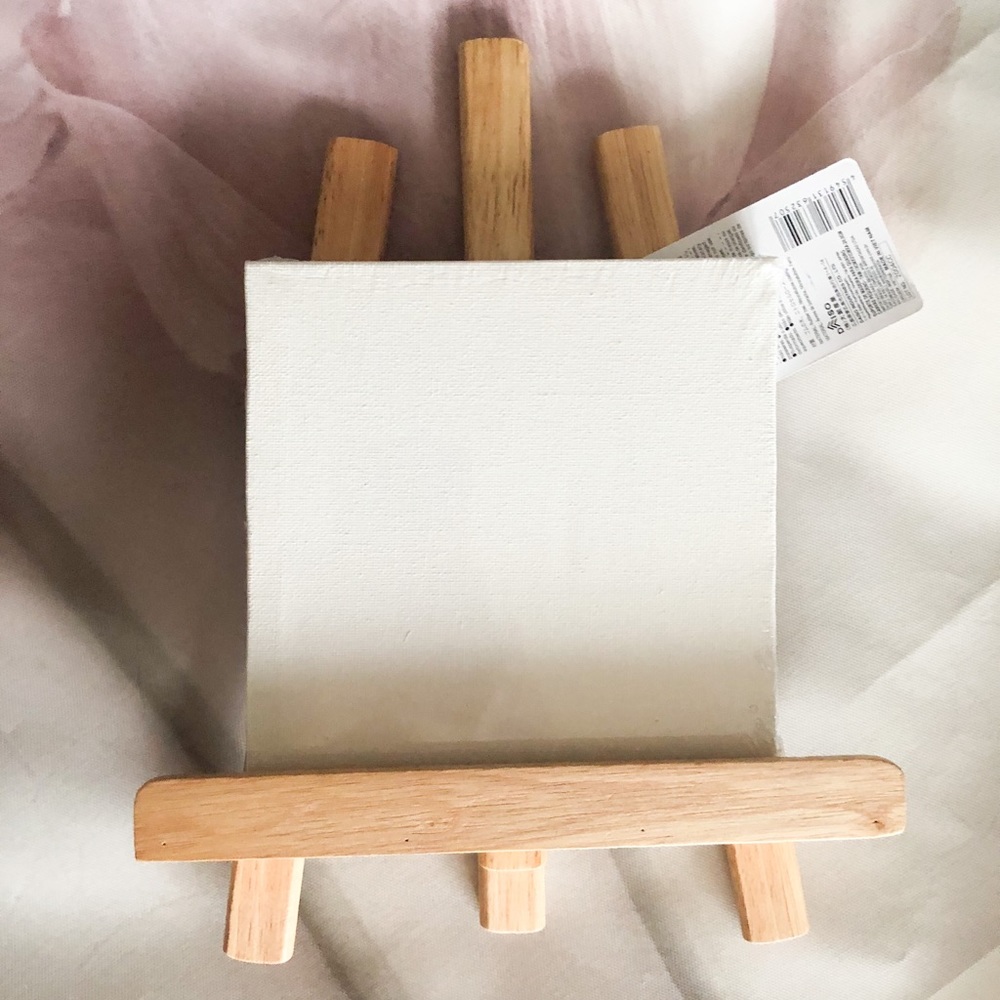 Art canvas small board and wood stand 2 PC set painting home decor - Picture 1 of 3